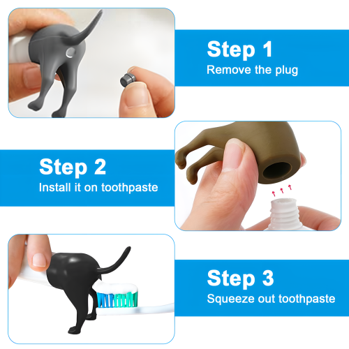 Dog Poop Toothpaste Dispenser, Pooping Dog Butt Toothpaste Squeezer, Creative Toothpaste Dispenser for Fun Unique Design Easy to Use Reusable Self 2