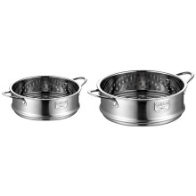 2x 20cm/16cm Thickening Food Steam Rack Stainless Steel Steamer with Double Ear for Soup Pot Milk Pot Kitchen Tools