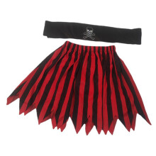 Kinder Piratinnenrock mit Stirnband, elastischer Taille, Rot/Schwarz, Größe S (110cm)
