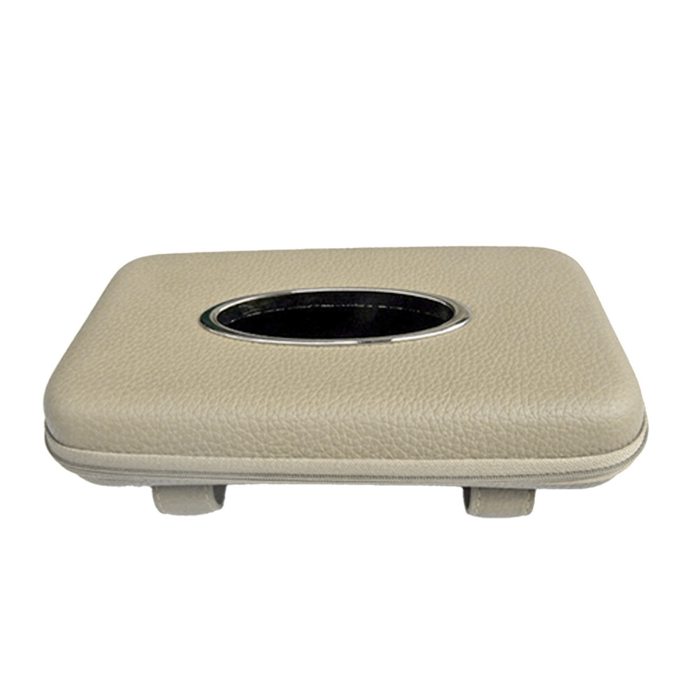 Car Tissue Holder Leather Container Visor Hanging Box Beigh 3111381959744