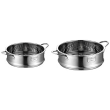 2x 18cm/16cm Thickening Food Steam Rack Stainless Steel Steamer with Double Ear for Soup Pot Milk Pot Kitchen Tools