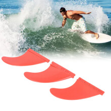 3Pcs PVC Surfboard Fins Thruster for Longboard & Paddle, Red