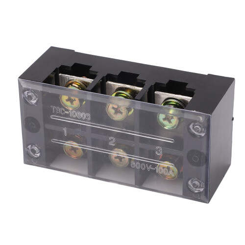Sturdy 3 Position Circuit Terminal Block 100A 600V for Large Currents 1
