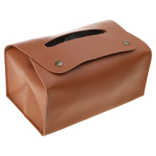 Tissue Dispenser Box Fashionable PU Leather Napkin Holder-brown