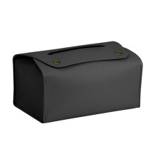 PU Leather Paper Towel Stand Tissues Dispenser Napkin Box-Black