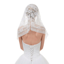 Voile da sposa elegante con pizzo corto, lunghezza 90 cm, bianco