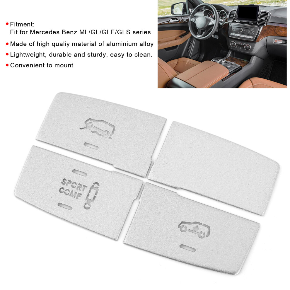 4Pcs Aluminium Alloy Hanging Adjustment Button Stickers For Mercedes Benz Ml/Gl/Gle/Gls Silver 4691379453991