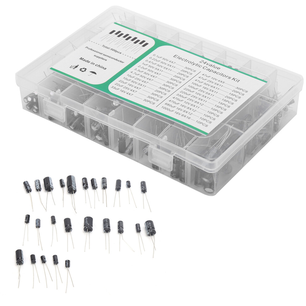 500Pcs Electrolytic Capacitor Kit 0.1Uf-1000Uf 10V-50V Black 8711378581115