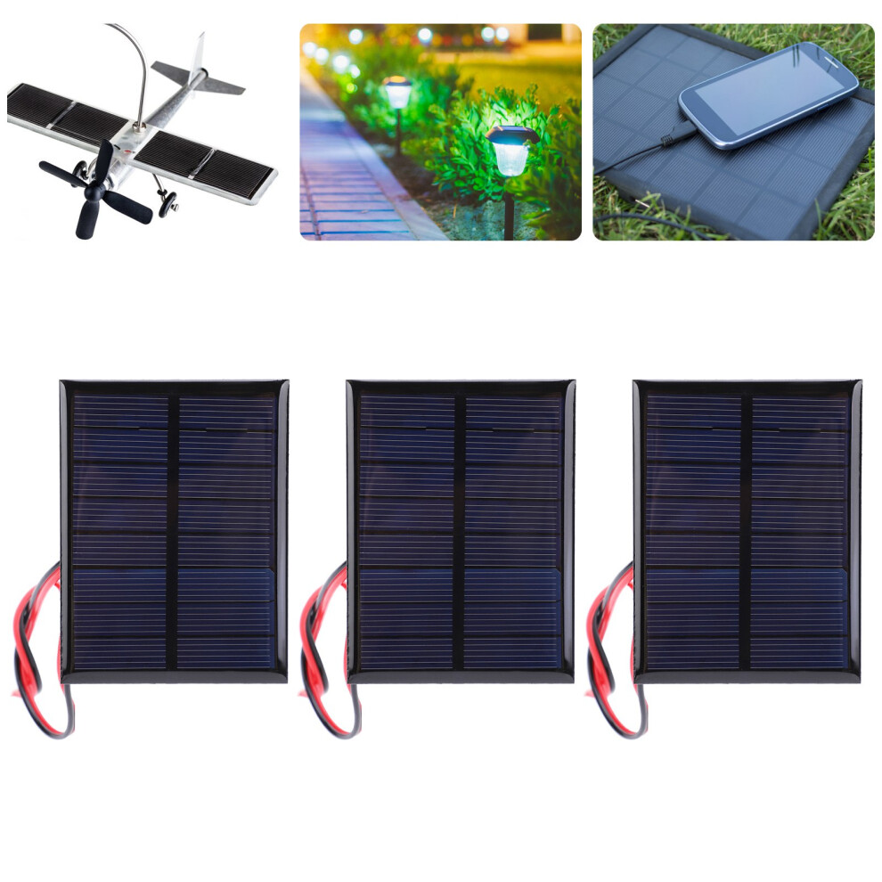 Set Of 3 Solar Panel Cells Dc4v 150Ma Polycrystalline Silicon With 30Cm Cable 5021379438503
