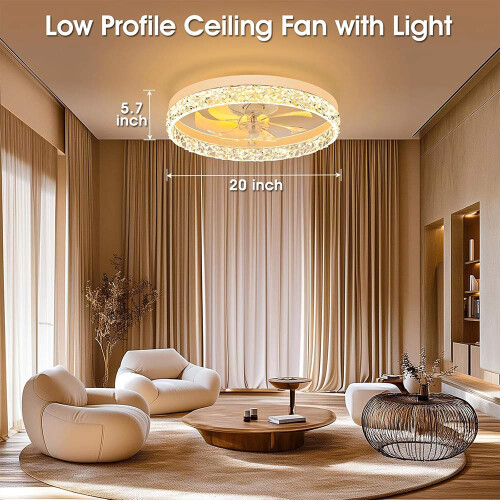 LED Ceiling Fan & Lighting LED Light Adjustable Wind & Remote 6 Speed 1