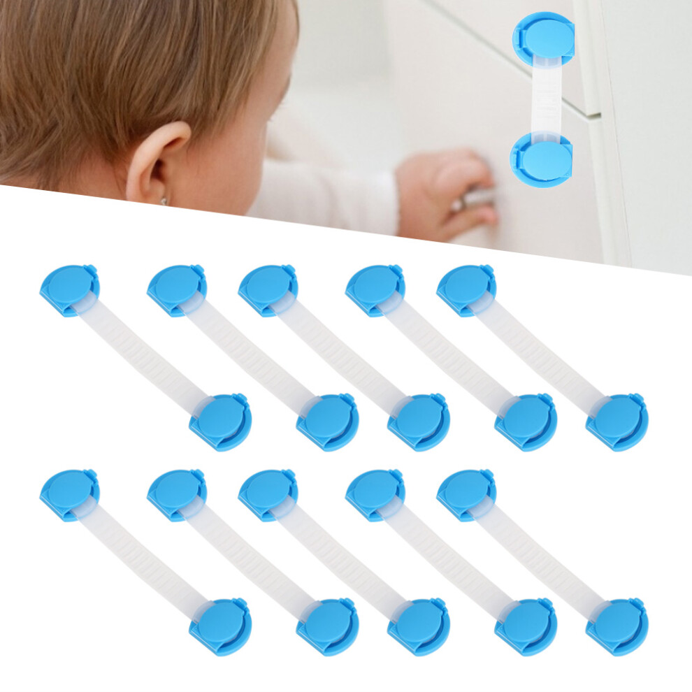 Child Proofing Cabinet Locks 10Pcs 15Cm Safety Strap Locks Blue