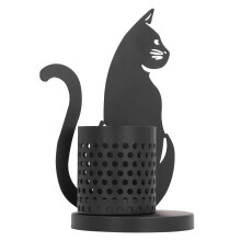 Niedlicher Stiftehalter aus Metall mit schwarzem Katzenmotiv für Büro und Zuhause, Tischdekoration im Vintage-Stil, Geschenk für Katzenliebhaber,