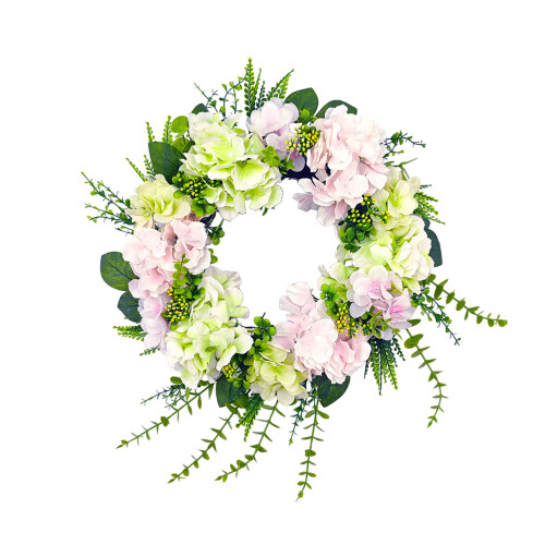 19.69" Artificial Wreath Front Door Decorations with Hydrangeas