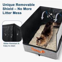 Reisetoilette für Katzen, Faltbare Katzentoilette mit Deckel, Tragbare Katzentoilette mit Reißverschluss & Hartboden