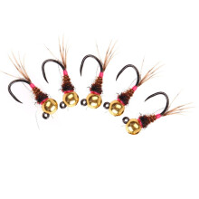 5 Pezzi di Esche da Pesca A Mosca con Testa A Perlina In Tungsteno, Ninfe Europee, Affondamento Rapido per Trote e Temoli, Set di Esche