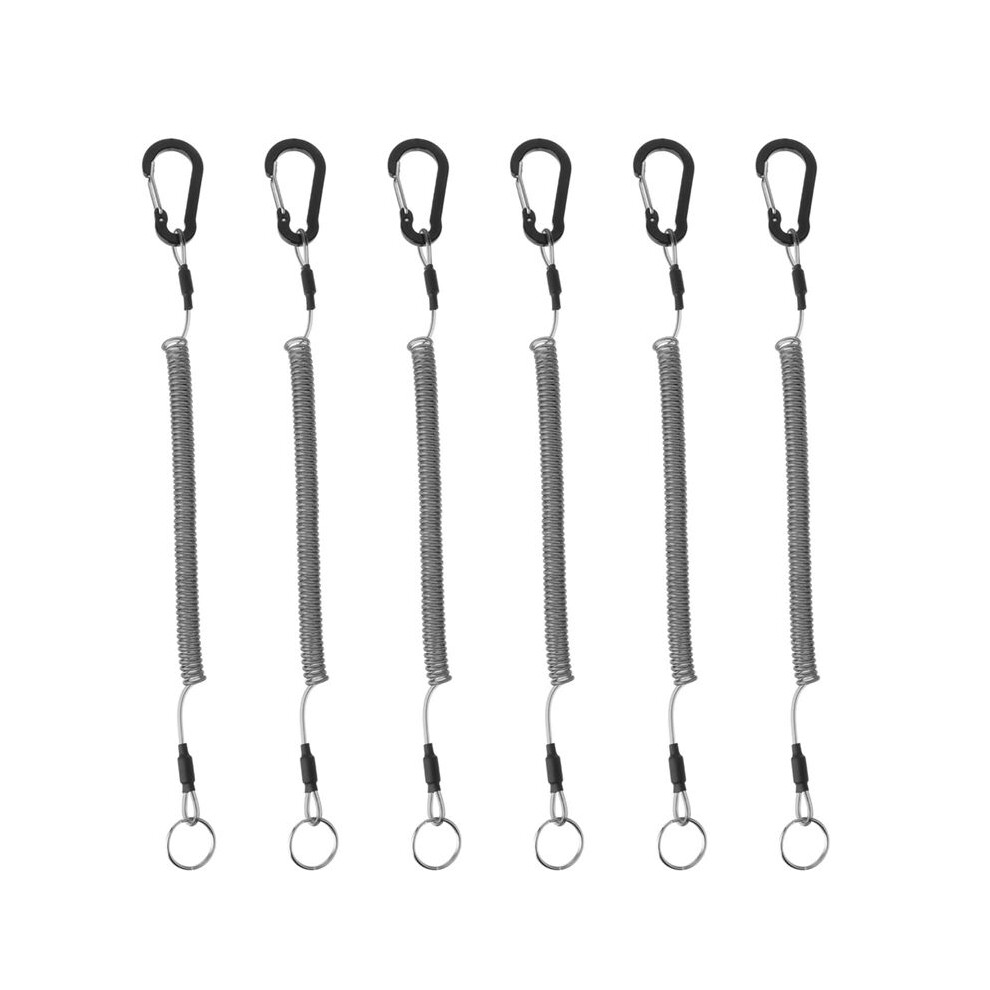 Safety Coiled Lanyard, 6 Pcs Fishing Lanyard Retractable Heavy Duty Spring Coil Cord Keychain Holder 4711634538031