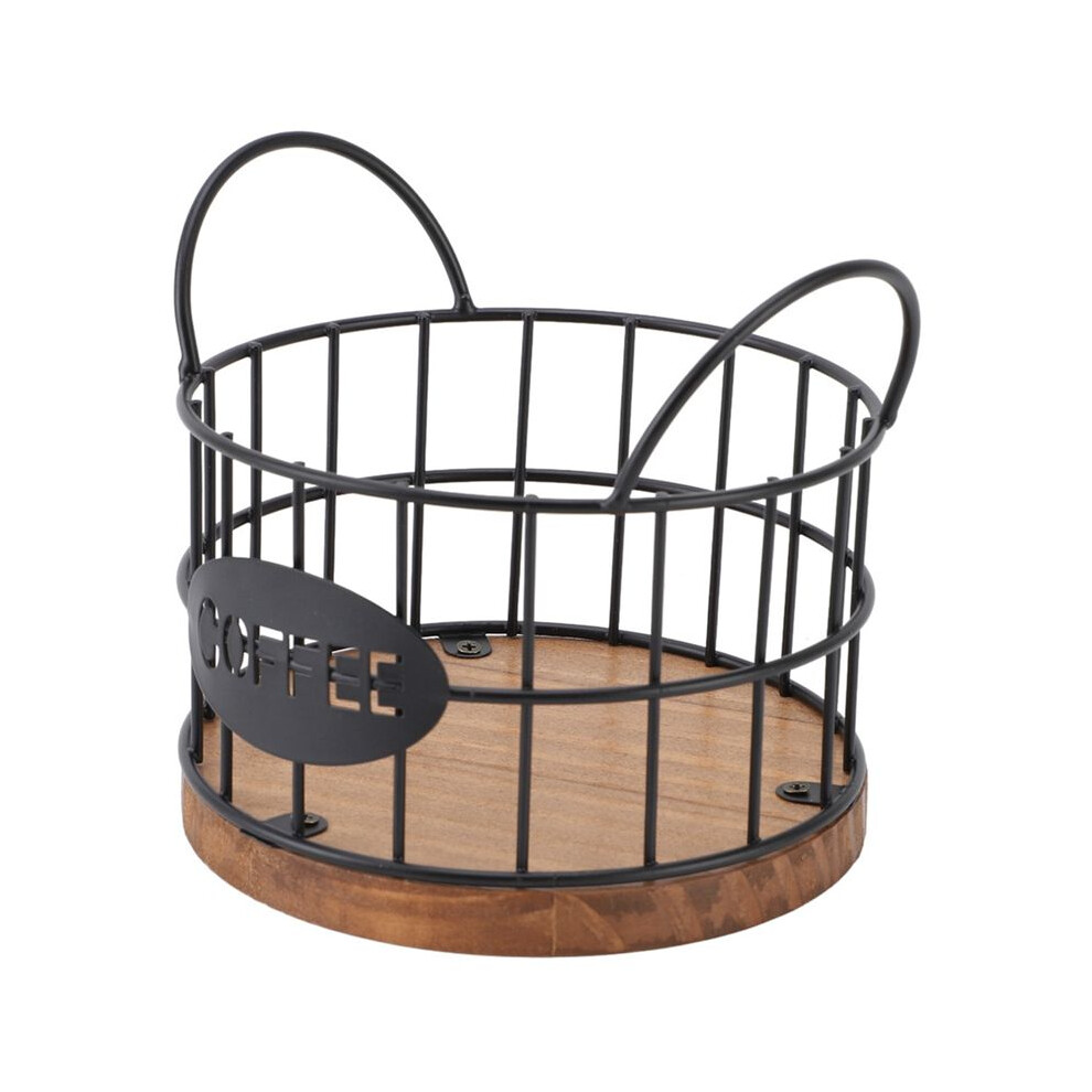 Coffee Pod Holder K Cup Holder Organizer Kcup Storage Basket with Wooden Base for Kitchen Counter and Office Desktop