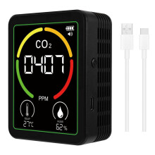MT03 3 in 1 Air Quality Monitor CO2 Temperature Humidity Tester CO2 Detector Carbon Dioxide Detector Black