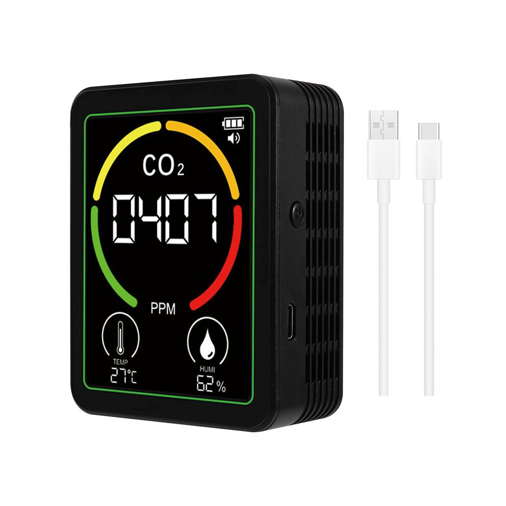 Black Mt03 3 In 1 Air Quality Monitor Co2 Temperature Humidity Tester Co2 Detector Carbon Dioxide Detector