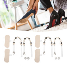 2 paires de brides de cheville noires et transparentes à talons hauts avec décoration en trèfle