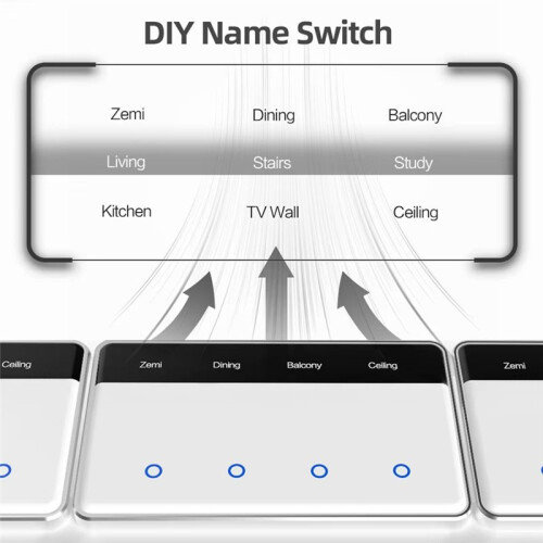 Zigbee DIY Name  Horizontal Display Touch Screen US Light  Works with Tuya Alexa  for Home 2 Gang 2