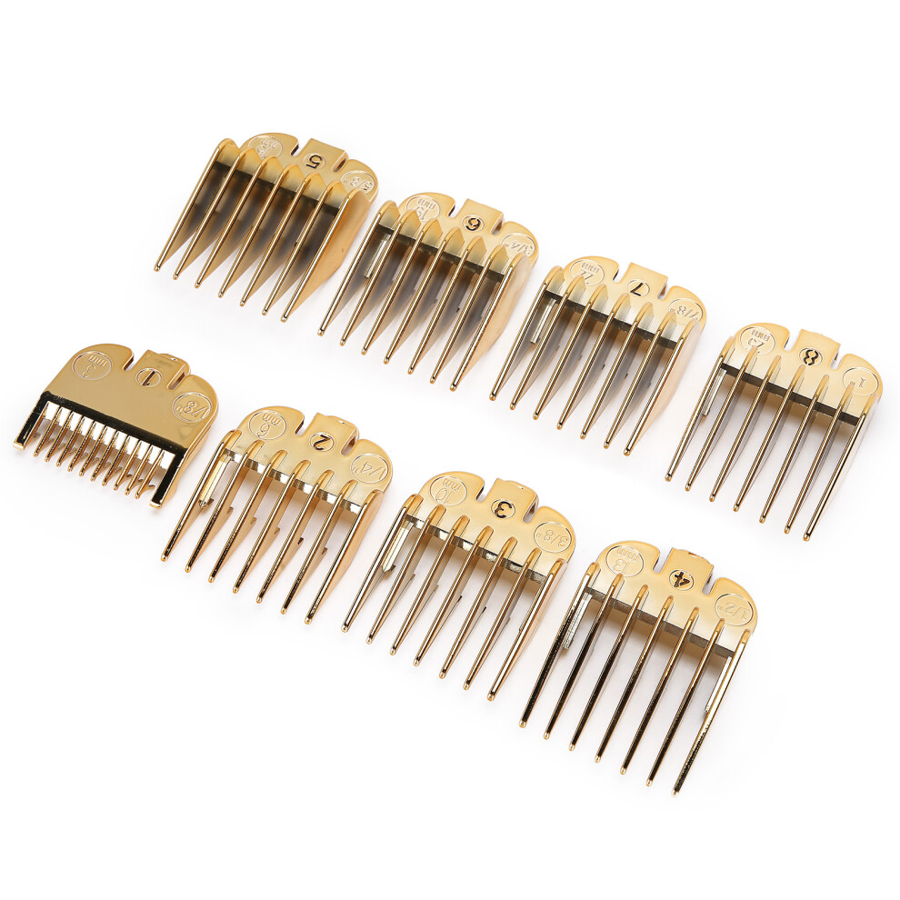Gold 8Pcs Hair Clipper Limit Comb Set, Sizes 3-25Mm