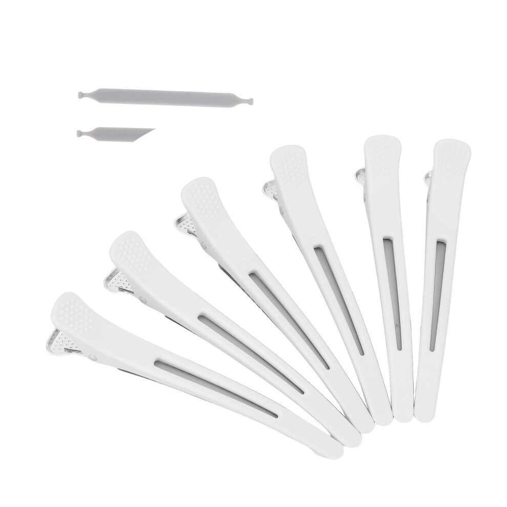 6Pcs White ABS NonSlip Duckbill Hair Clips for Styling & Cutting