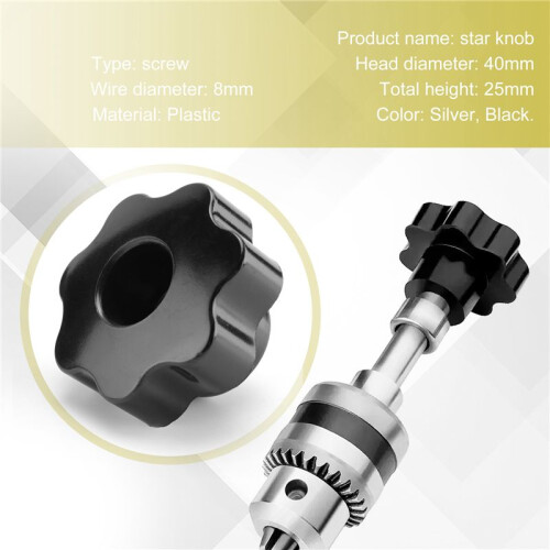 5 pieces Black star grip knobs, female thread diameter 8mm,  diameter 40mm 2