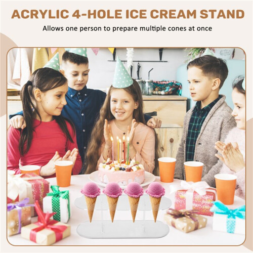 1pcs Acrylic 4-Hole Double layer Ice Cream Cone Stand 1