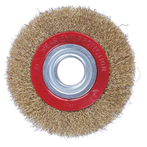Roda de Escova de Arame para Polimento de Moedor de Bancada + AnéIs Adaptadores Redutores, 6 Polegadas 150 Mm