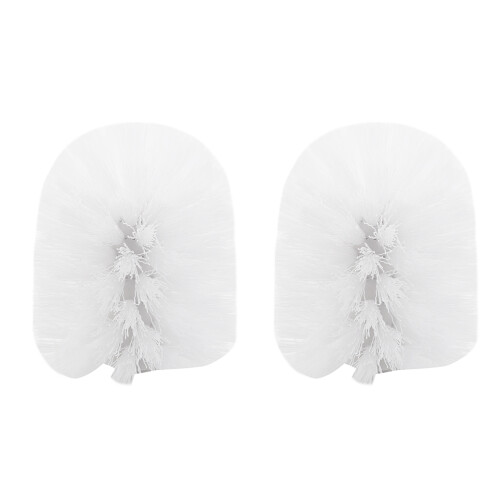 Replacement Spare Bathroom Accessory Plain Plastic Toilet Cleaning Brushes  Holders White (2x White Heads)