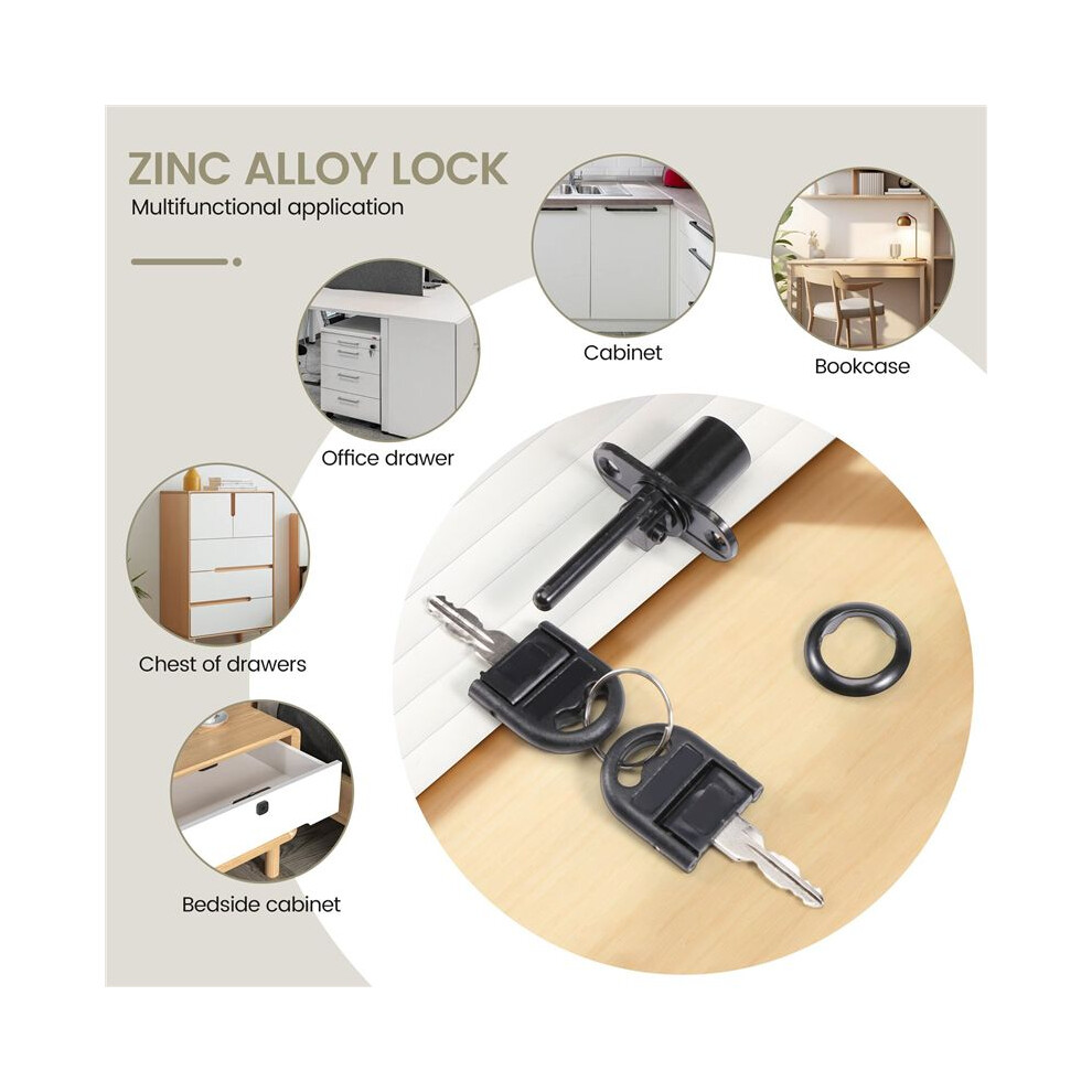 Zinc Alloy Computer Desk Cabinet Mailbox Drawer Cupboard Locker Cam Lock With Keys, Black 4713143014679