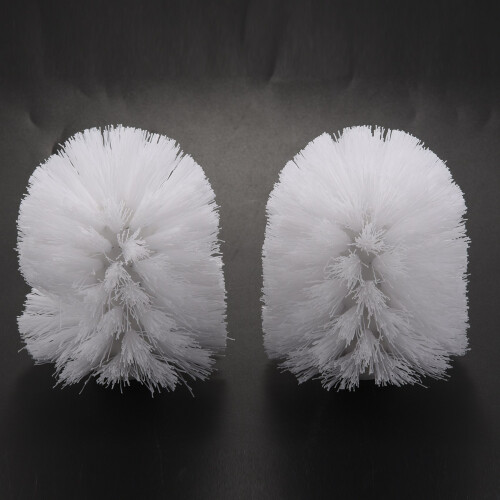 Replacement Spare Bathroom Accessory Plain Plastic Toilet Cleaning Brushes  Holders White (2x White Heads) 1
