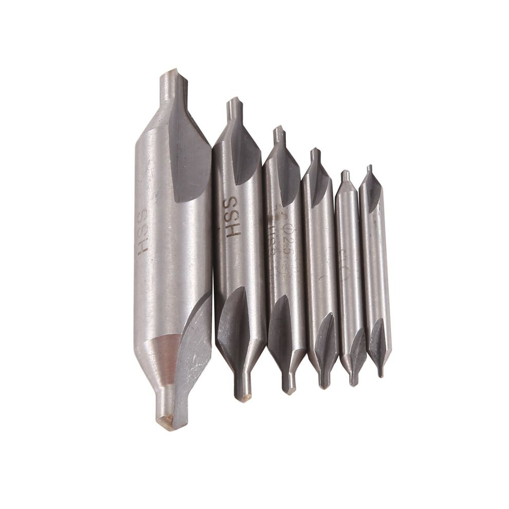 6 Pcs Hss Combined Center Drills Bit Set Countersink 60 Degree Angle 5/3/2.5/2/1.5/1 Mm 6031352299372