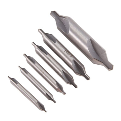 6 PCS HSS Combined Center Drills Bit Set Countersink 60 Degree Angle 5/3/2.5/2/1.5/1 mm 1