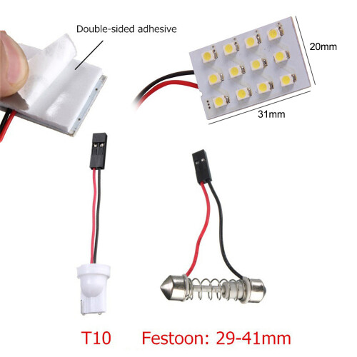 12 Smd Cob Led T10 4W 12V White Light Car Interior Panel Lights Dome Lamp Bulb 1