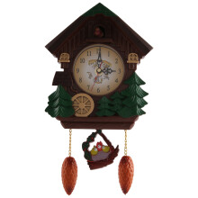 House Shape 8 Inches Wall Clock Cuckoo Clock Vintage Bird Bell Timer Living Room Pendulum Clock Art Clock Home Decor