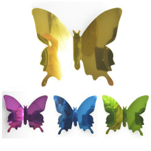 12 Teile / Satz Neu Kommen Spiegel Splitter 3D Schmetterling Wand Aufkleber Party Hochzeit Dekor Diy Haupt Dekorationen Lila