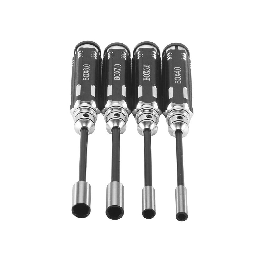 Rc Model Tool 4Pcs Hex Screw Drivers Hex Nut Socket Wrench Sleeve Wheel Spanner 4.0/5.5/7.0/8.0Mm For Daily Making Manual And Rc Airplane Quadcopter 4712519516205