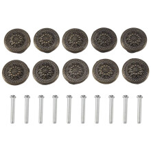 10 Stück Antike Bronze Blume Runder Griff Küchen Schrank Tür Schublade Griff mit Schraube 25 X 23 Mm
