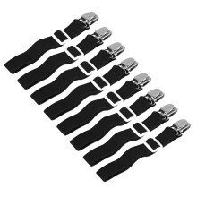8pcs Sheet Straps Suspenders Band Adjustable Bed Corner Holder Elastic Fasteners Clips Grippers Mattress Pad Cover Fitted Sheet, Black