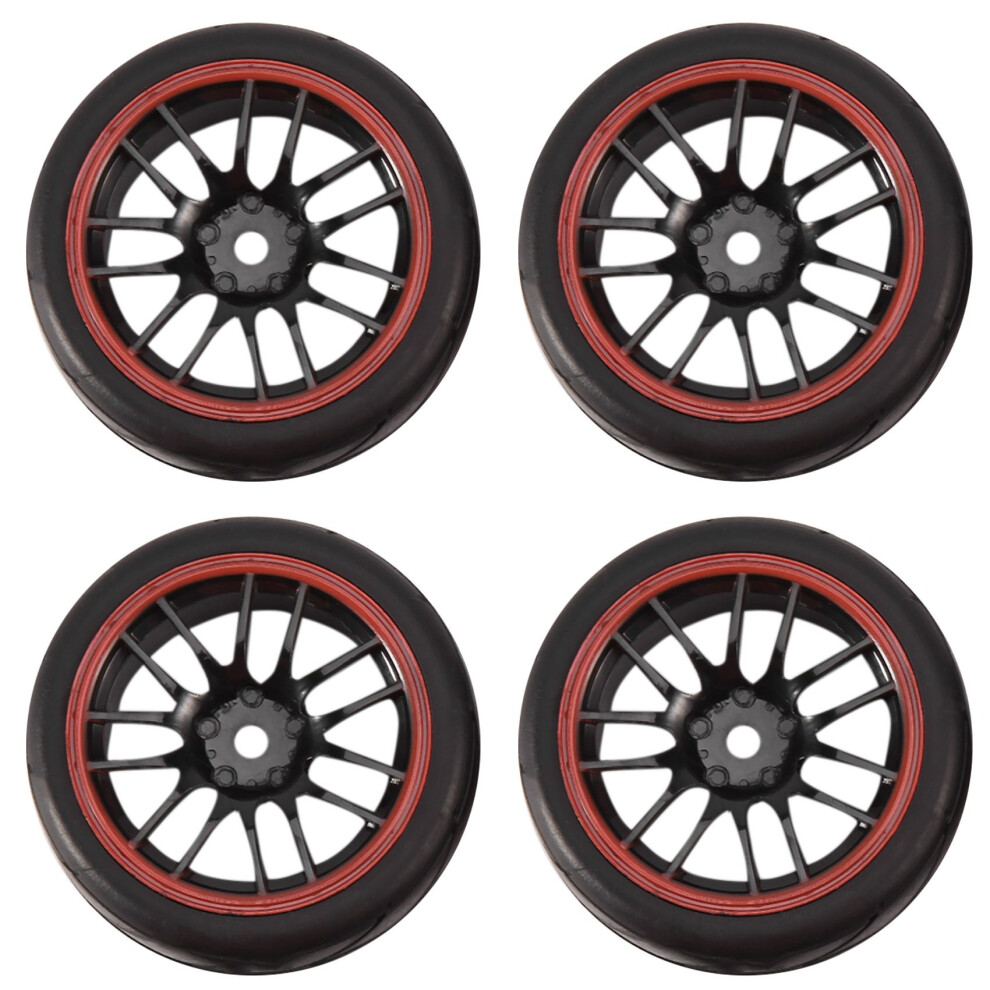4Pcs 12Mm Hub Wheel Rims & Rubber Tires For Rc 1/10 -Road Touring Drift Car R 4712661913280