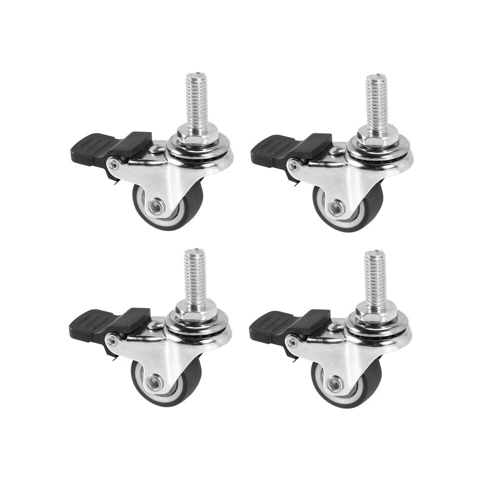 4Pcs Small Casters 1 Inch M8x15mm Tpe Silent Wheels With Brake Universal Casters Wheel For Furniture Bookcase Drawer 4713920519342