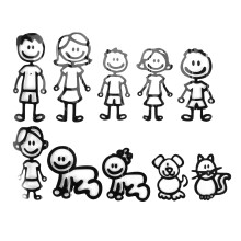 10 Piece Car Sticker Family With Pet Car Lucky Stickers Stickers For Window (Black)