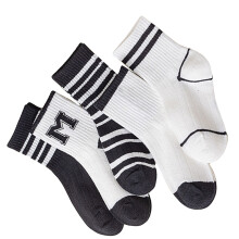 Kindersocken 5 Paare Schwarz Weiß Streifen Baumwoll-Bürstenware 1-3 Jahre