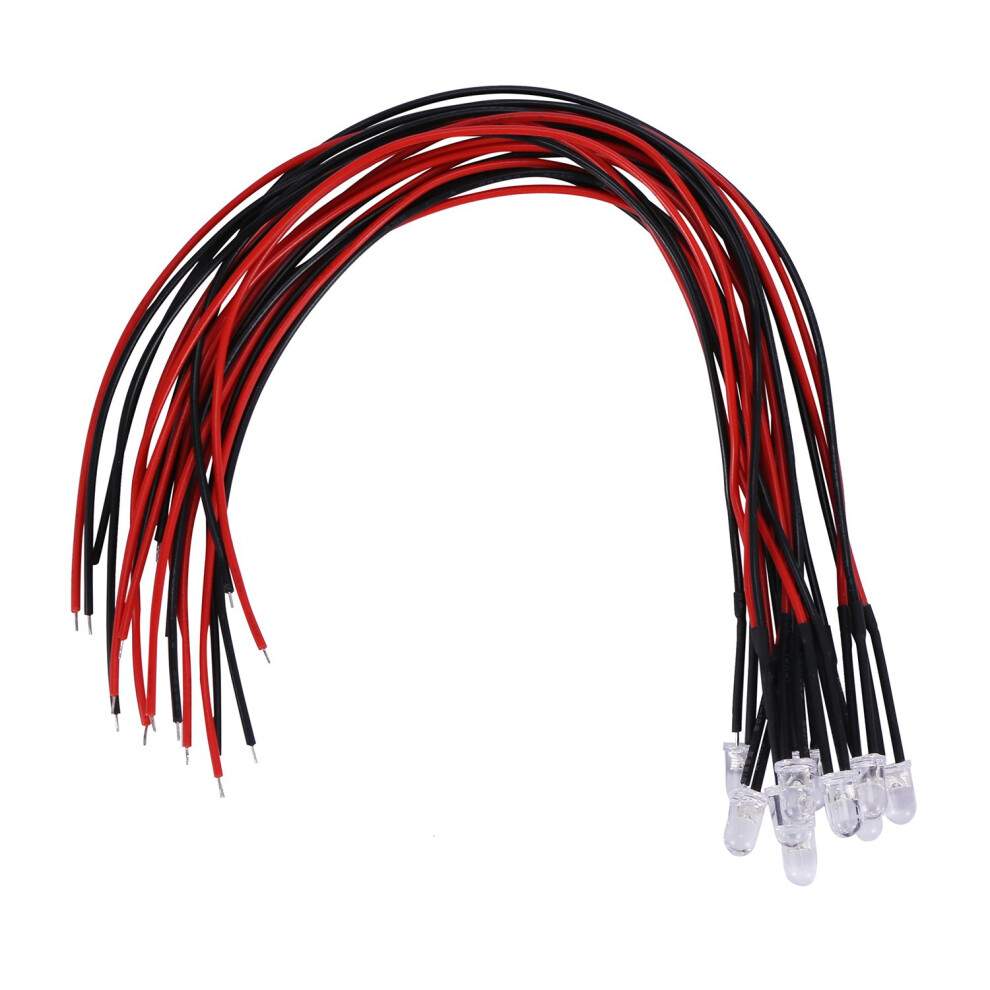 10Pcs 5Mm Pre-Wired Diffused Led Diodes Light 20Ma 3-6V White 4713405643340