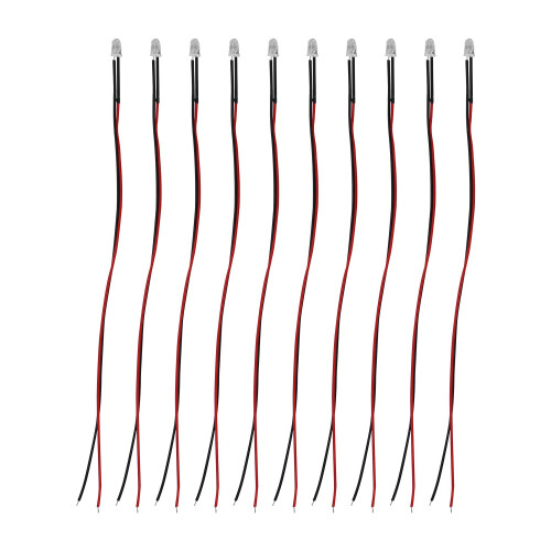 10Pcs 5mm Pre-Wired Diffused LED Diodes Light 20ma  3-6V White 2