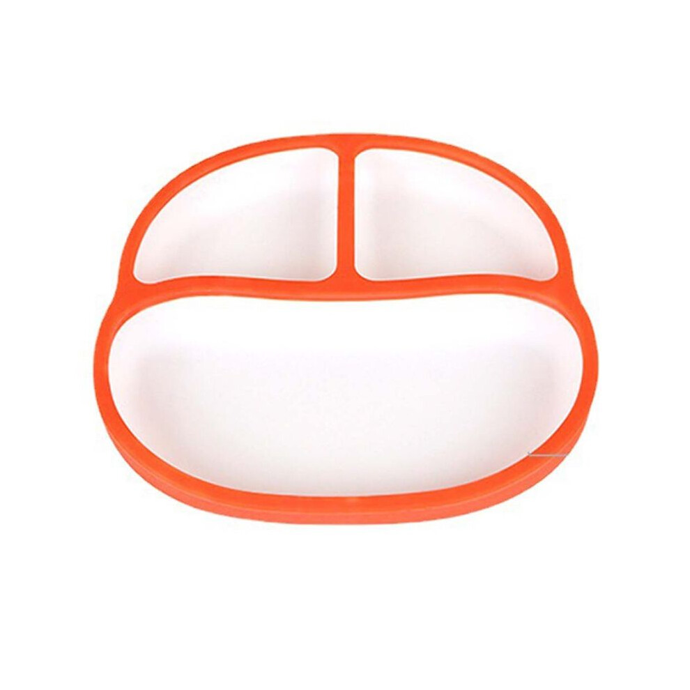 Children's Grid Dinner Plate, Suction Cup Tableware, Food Grade 2-Color Silicone Suction Cup Bowl White