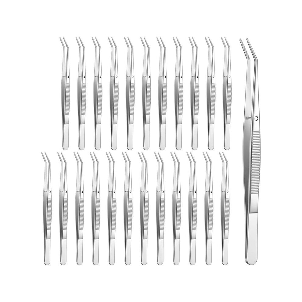 24Pcs Stainless Steel Tweezers with Curved Serrated Tip, 6Inch Long Tweezers for Crafting, for  Sewing