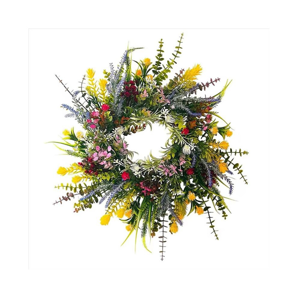 Spring Wreaths For Front Door 19.7In Outside Welcome Summer Flowers Greenery All Seasons Round Wreath Lavender